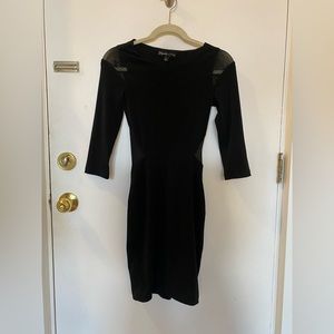 Elizabeth and James black body-con dress, open back, size XS.